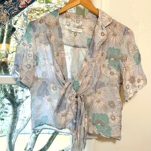 Vintage Sandro Paris Linen Blouse M